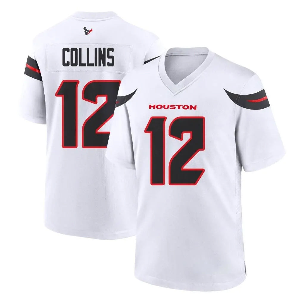 H.Texans #12 Nico Collins Player White Home Game Odoa Stitched Jerseys