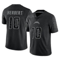 LA.Chargers #10 Justin Herbert Player Black Limited Reflective Home Game Odoa Stitched Jerseys