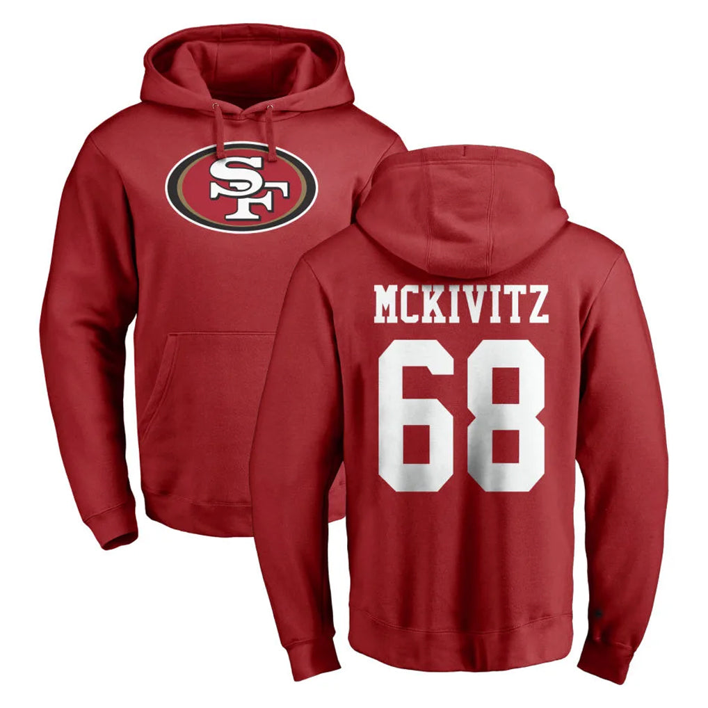 SF.49ers #68 Colton McKivitz Player Red LOGO Pullover Hoodies Home Game Odoa Stitched Jerseys
