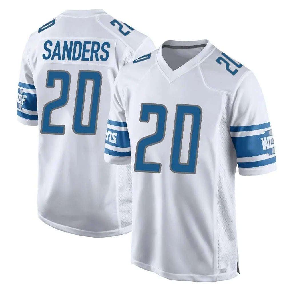 D.Lions #20 Barry Sanders Player White Home Game Odoa Stitched Jerseys