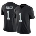 LV.Raiders #1 Tre Tucker Player Black Limited Vapor F.U.S.E. Home Game Odoa Stitched Jerseys