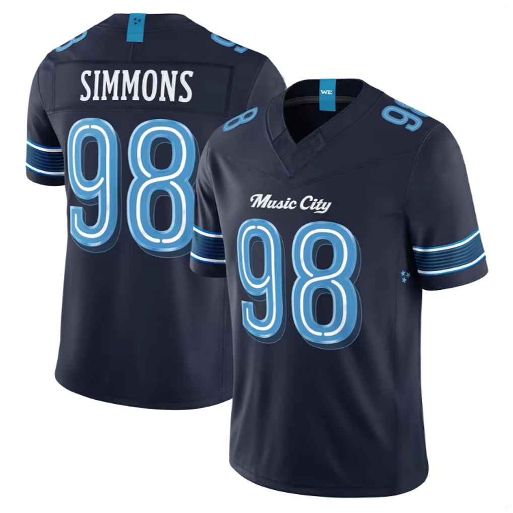 T.Titans #98 Jeffery Simmons Player Navy 2026 Rivalries Collection Limited Home Game Odoa Stitched Jerseys