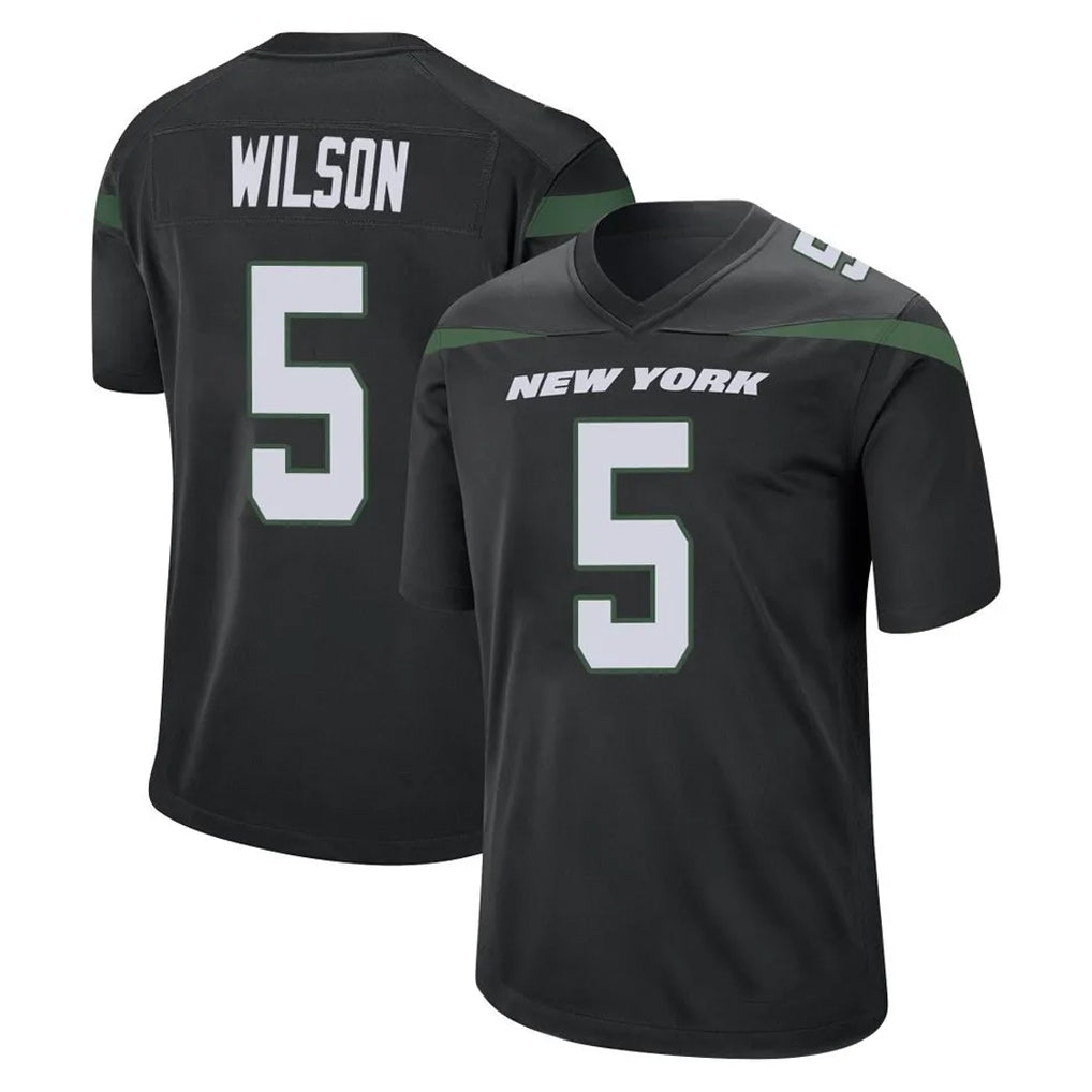 NY.Jets #5 Garrett Wilson Player Stealth Black Home Game Odoa Stitched Jerseys