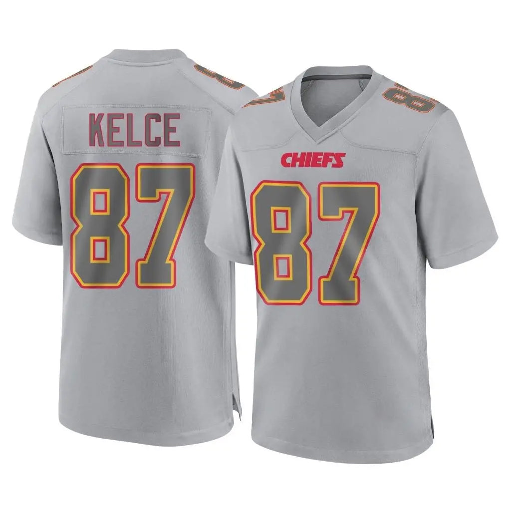 KC.Chiefs #87 Travis Kelce Player Gray Atmosphere Fashion Game Odoa Stitched Jerseys