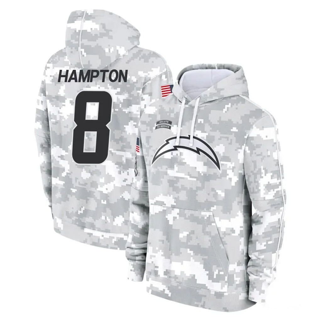 LA.Chargers #8 Omarion Hampton Player Arctic Camo Salute to Service Hoodies Limited Game Odoa Stitched Jerseys