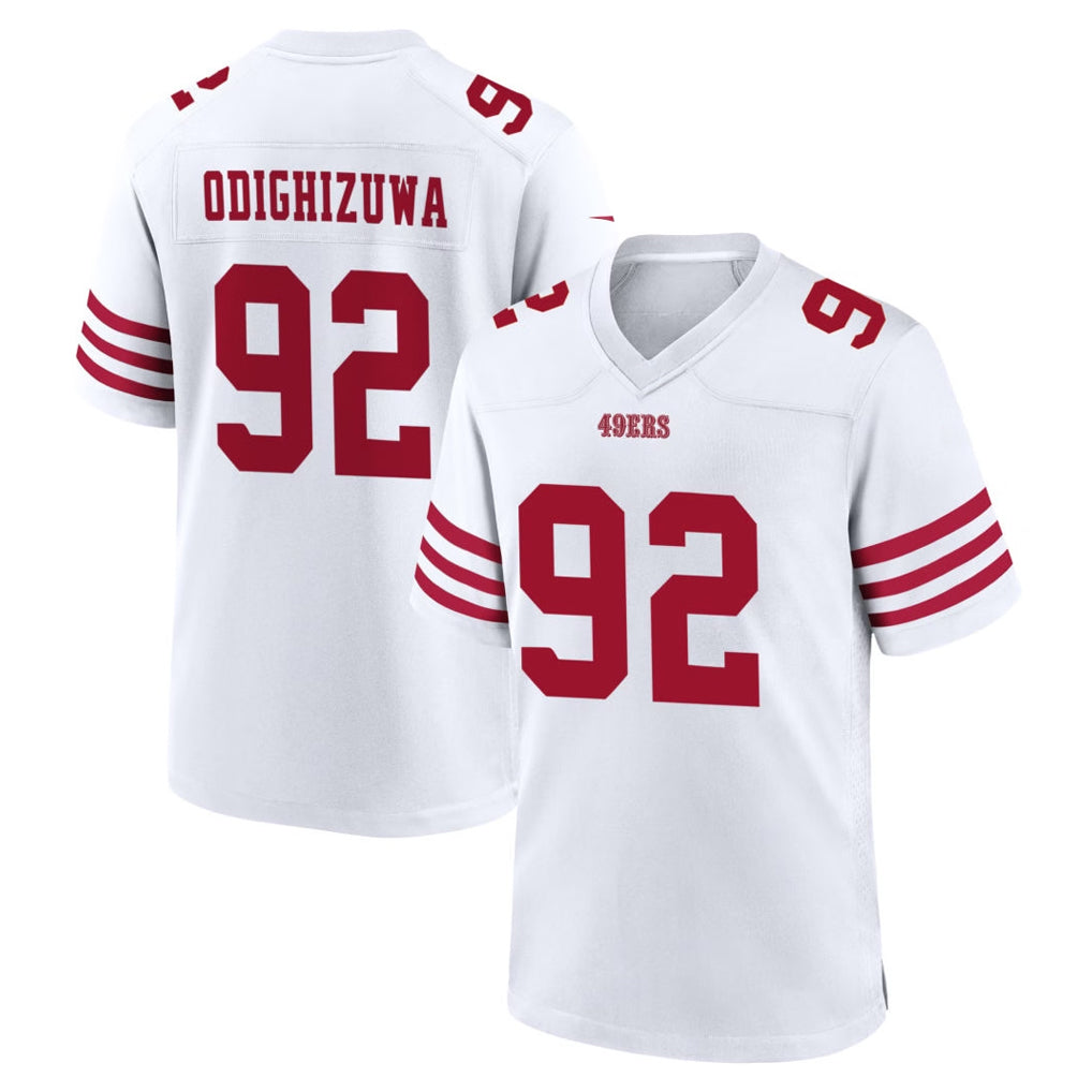 SF.49ers #92 Osa Odighizuwa Player White Game Home Odoa Stitched Jerseys