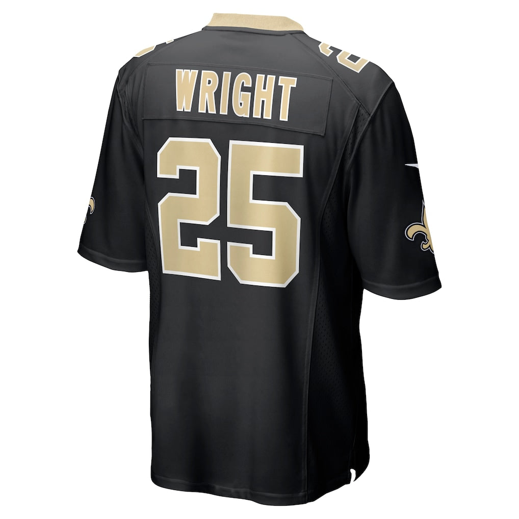Odoa NO.Saints #25 Rejzohn Wright Black Team Game Jersey