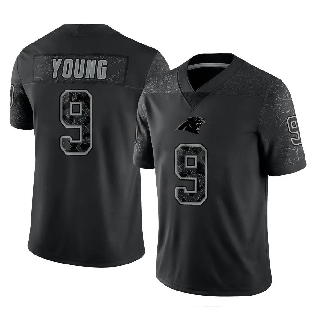 C.Panthers #9 Bryce Young Player Black Limited Reflective Game Odoa Stitched Jerseys