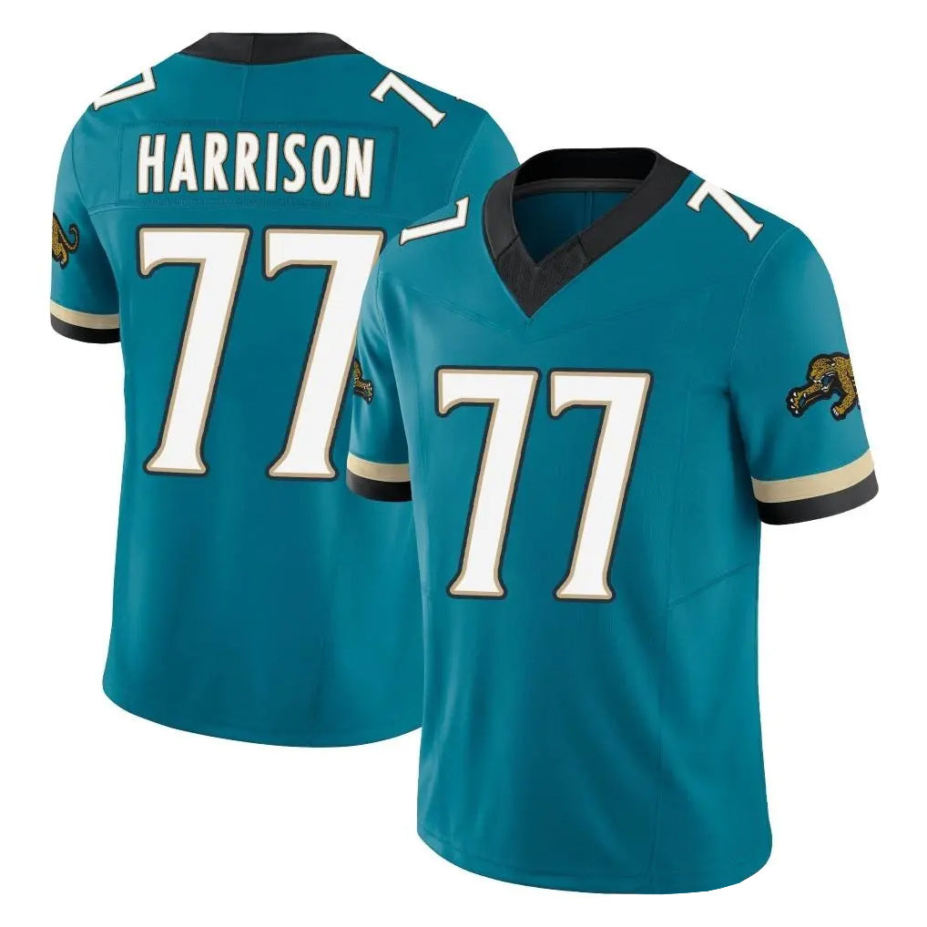 J.Jaguars #77 Anton Harrison Player Teal Prowler Throwback Vapor F.U.S.E. Limited Home Game Odoa Stitched Jerseys