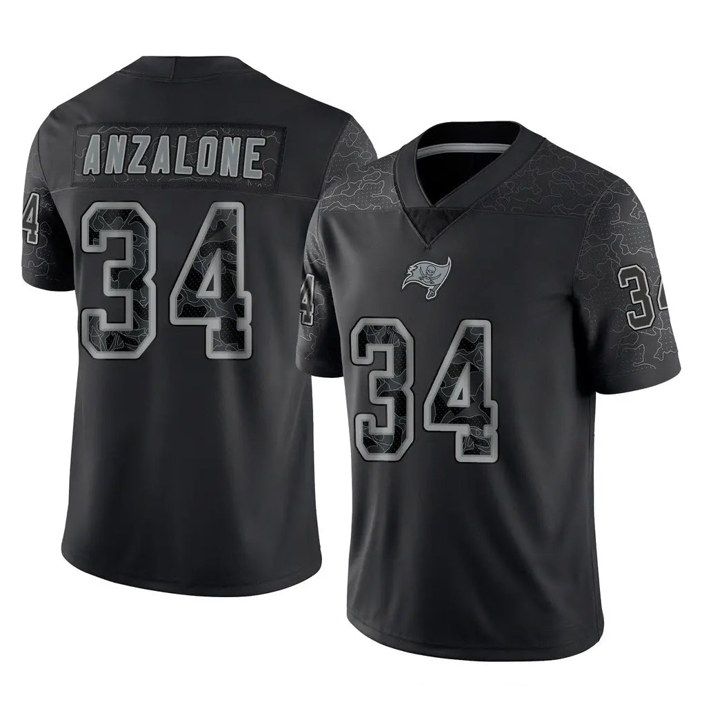 TB.Buccaneers #34 Alex Anzalone Player Black Reflective Limited Home Game Odoa Stitched Jerseys