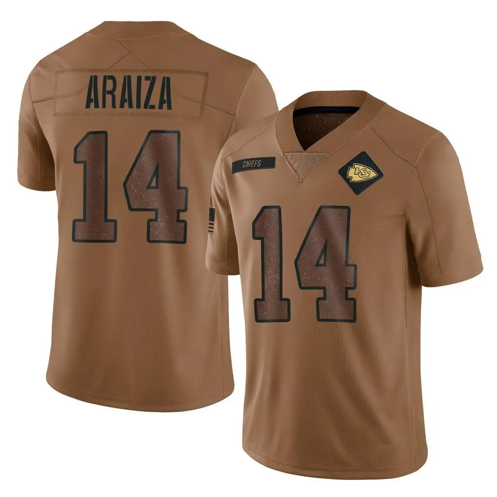 KC.Chiefs #14 Matt Araiza Player Brown Salute To Service Limited Odoa Stitched Jerseys