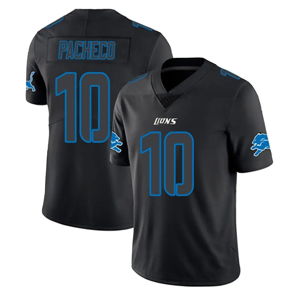 D.Lions #10 Isiah Pacheco Player Black Impact Limited Home Game Odoa Stitched Jerseys