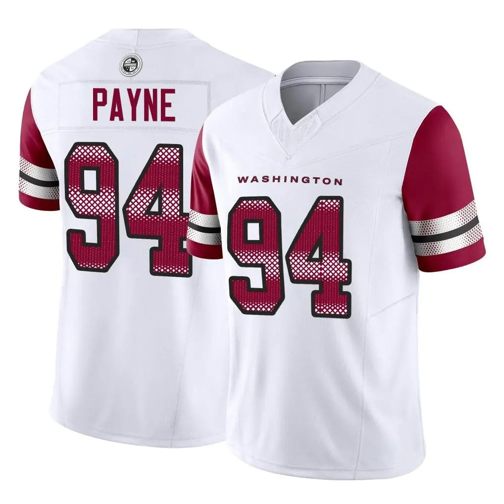 W.Commanders #94 Daron Payne Player White Vapor F.U.S.E. Limited Home Game Odoa Stitched Jerseys