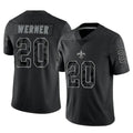 NO.Saints #20 Pete Werner Player Black Limited Reflective Home Game Odoa Stitched Jerseys