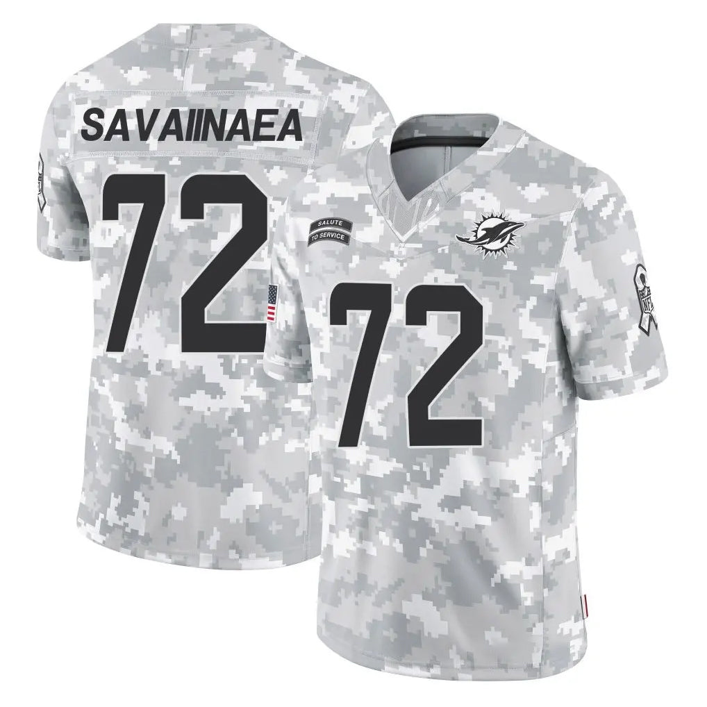 M.Dolphins #72 Jonah Savaiinaea Player Arctic Camo Salute To Service Limited Game Odoa Stitched Jerseys