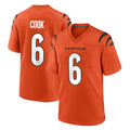 C.Bengals #6 Brian Cook Player Orange Home Game Odoa Stitched Jerseys