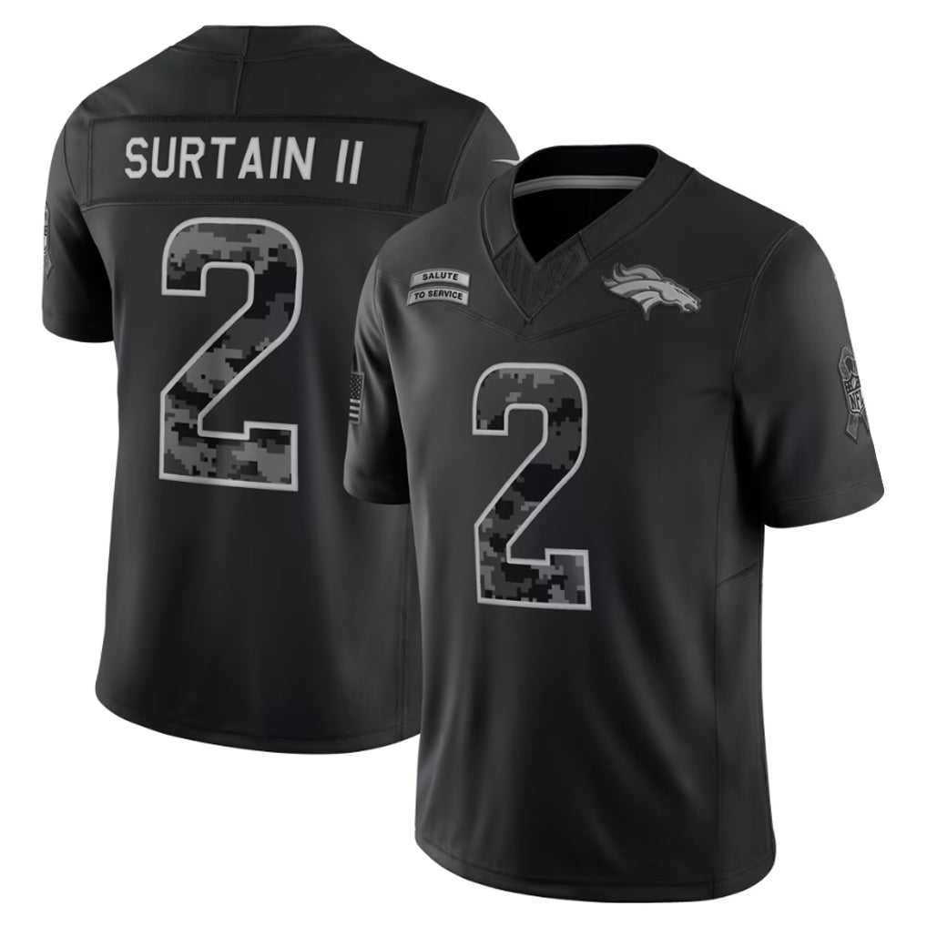 Odoa D.Broncos #2 Patrick Surtain II Player Black Limited 2026 Salute to Service Home Game Stitched Jerseys