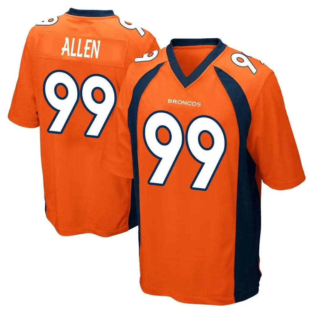 D.Broncos #99 Zach Allen Player Orange Color Home Game Odoa Stitched Jerseys