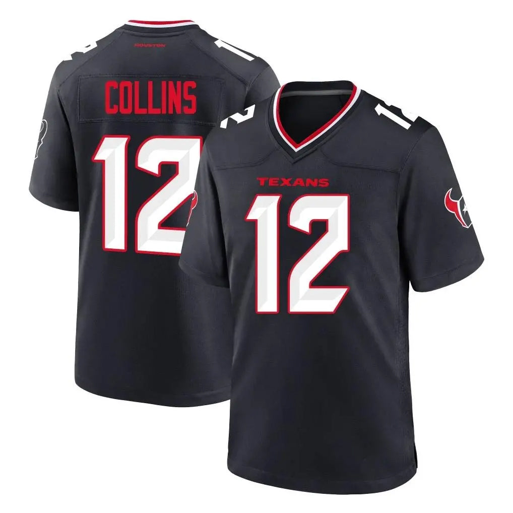 H.Texans #12 Nico Collins Player Navy Team Home Game Odoa Stitched Jerseys
