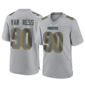 GB.Packers #90 Lukas Van Ness Player Gray Atmosphere Fashion Home Game Odoa Stitched Jerseys