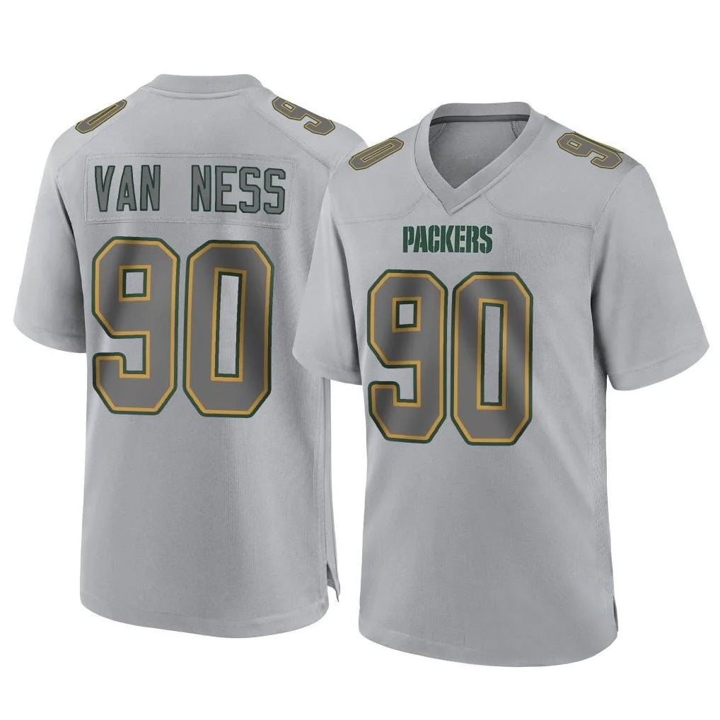 GB.Packers #90 Lukas Van Ness Player Gray Atmosphere Fashion Home Game Odoa Stitched Jerseys
