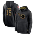 T.Titans #15 Keldric Faulk Player Black Salute to Service Sideline Performance Pullover Hoodies Home Game Odoa Stitched Jerseys