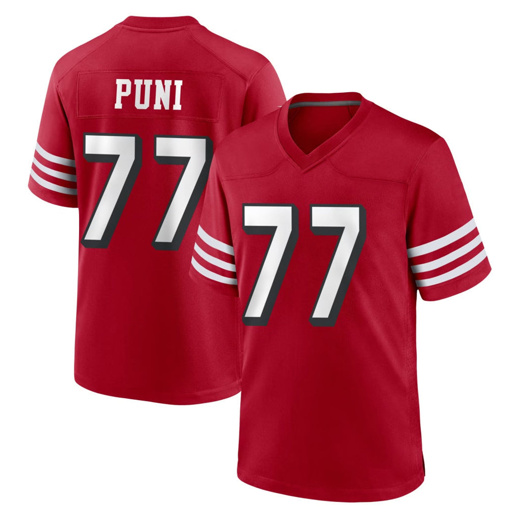 SF.49ers #77 Dominick Puni Player Red Limited Alternate Home Game Odoa Stitched Jerseys
