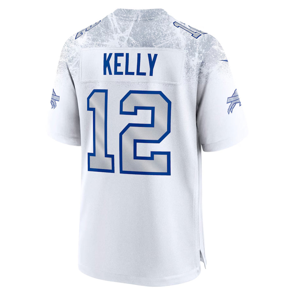B.Bills #12 Jim Kelly Player White Rivalries Collection Game Odoa Stitched Jerseys