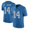 D.Lions #14 Amon-Ra St. Brown Player Blue Limited Throwback Vapor Untouchable Odoa Stitched Jerseys