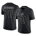 D.Lions #70 Juice Scruggs Player Black Reflective Limited Home Game Odoa Stitched Jerseys