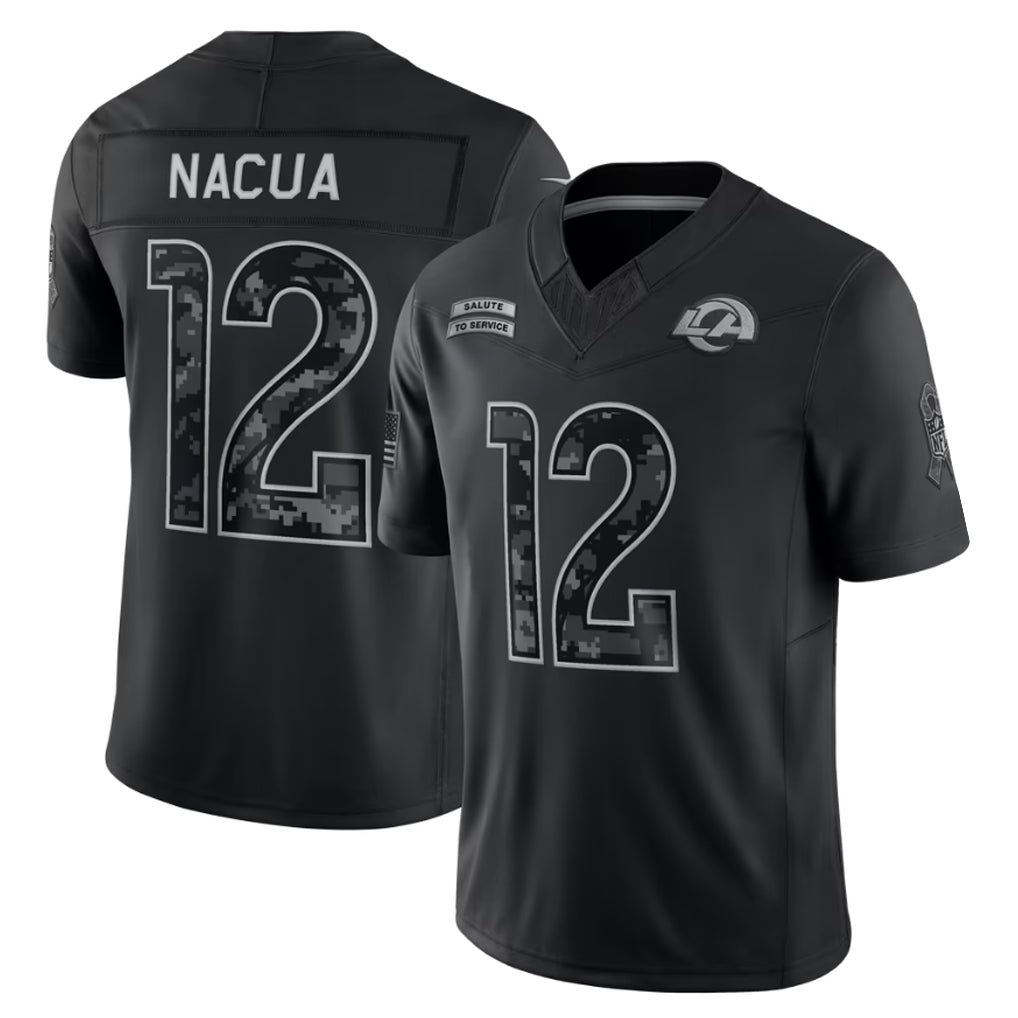 Odoa LA.Rams #12 Puka Nacua Player Black Limited 2026 Salute to Service Home Game Stitched Jerseys