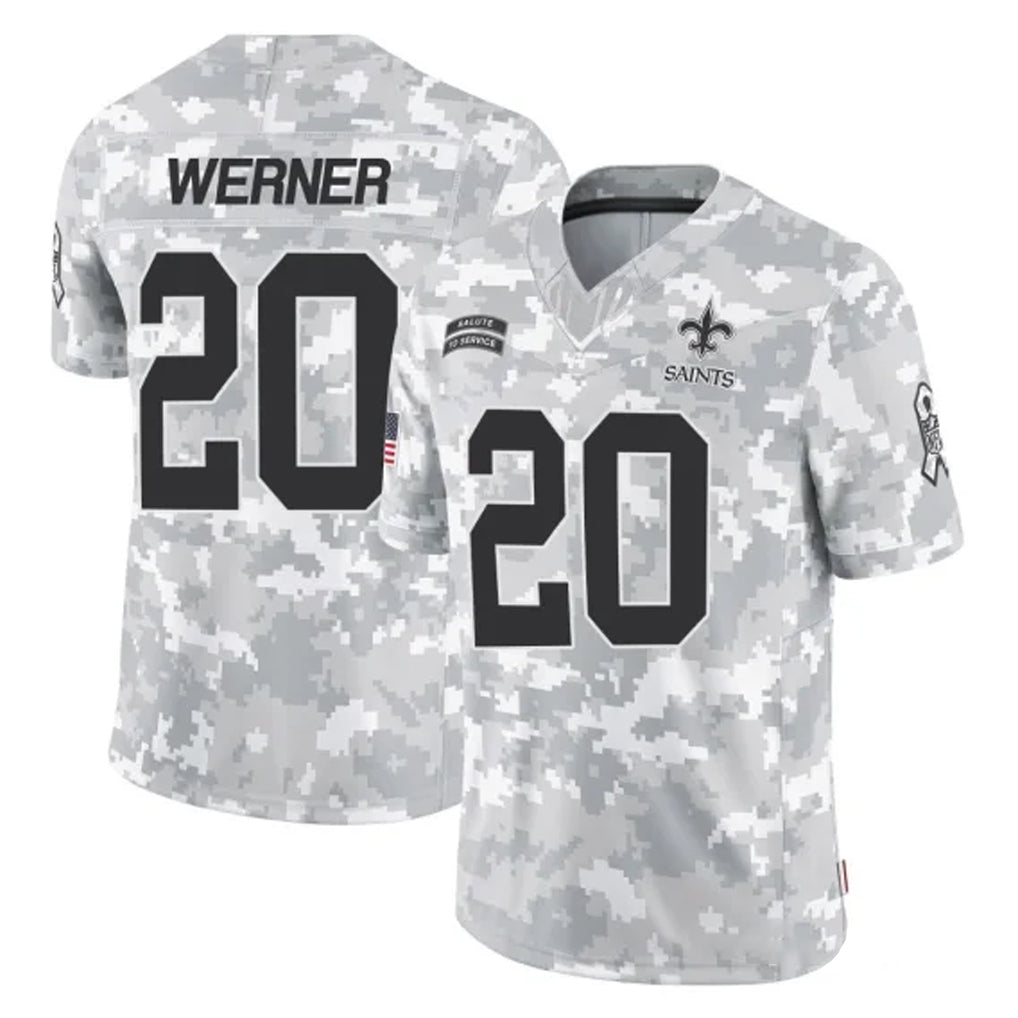 NO.Saints #20 Pete Werner Player Arctic Camo Salute To Service Limited Game Odoa Stitched Jerseys