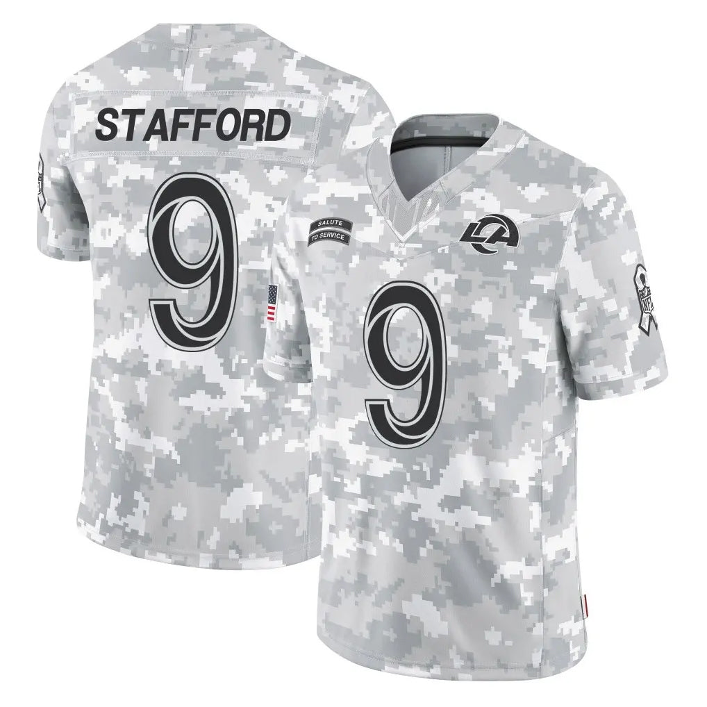 LA.Rams #9 Matthew Stafford Player Arctic Camo Salute To Service Limited Game Odoa Stitched Jerseys