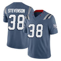 NE.Patriots #38 Rhamondre Stevenson Player Blue Limited Rivalries Collection Home Game Odoa Stitched Jerseys