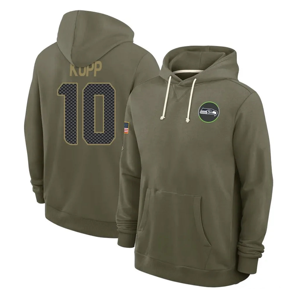 S.Seahawks #10 Cooper Kupp Player Olive Salute to Service Pullover Hoodies Limited Odoa Stitched Jerseys
