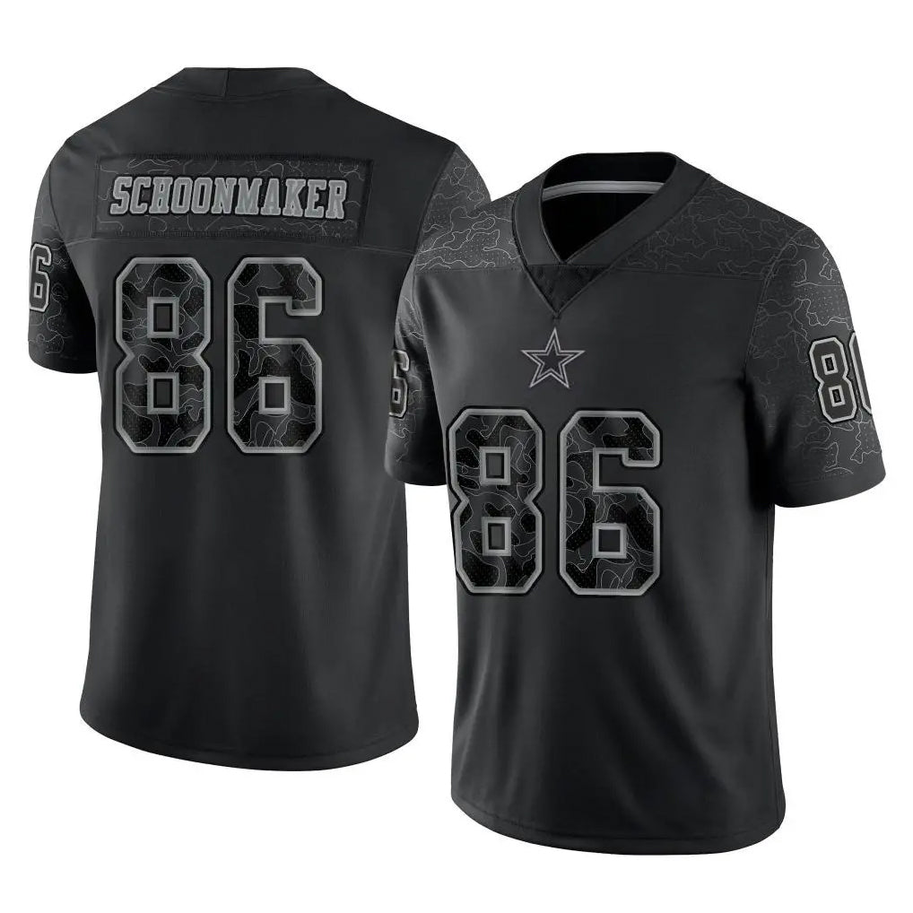 D.Cowboys #86 Luke Schoonmaker Player Black Limited Reflective Home Game Odoa Stitched Jerseys