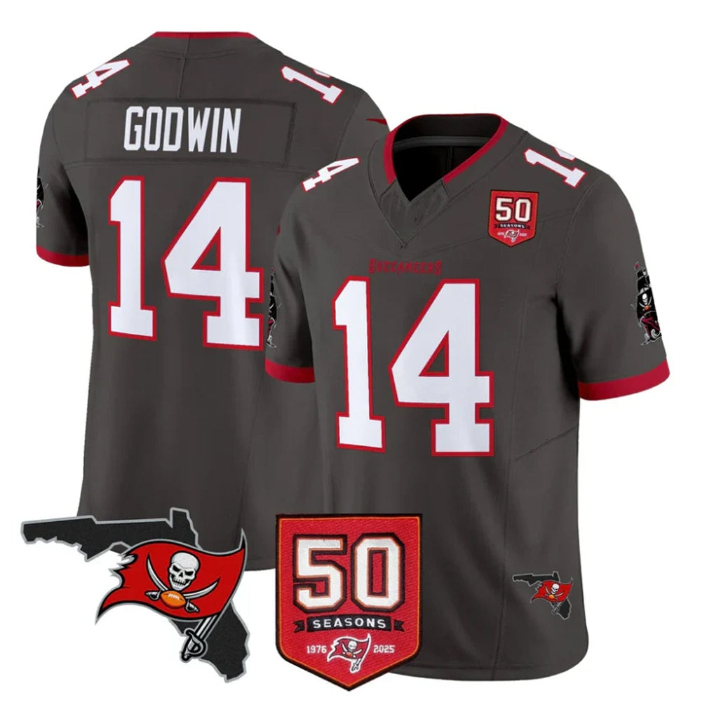 TB.Buccaneers #14 Chris Godwin Jr. Player Pewter Limited 2026 Season Vapor F.U.S.E. Home Game Odoa Stitched Jerseys