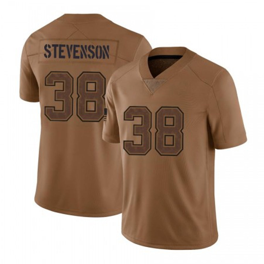 NE.Patriots #38 Rhamondre Stevenson Player Brown Salute To Service Limited Odoa Stitched Jerseys