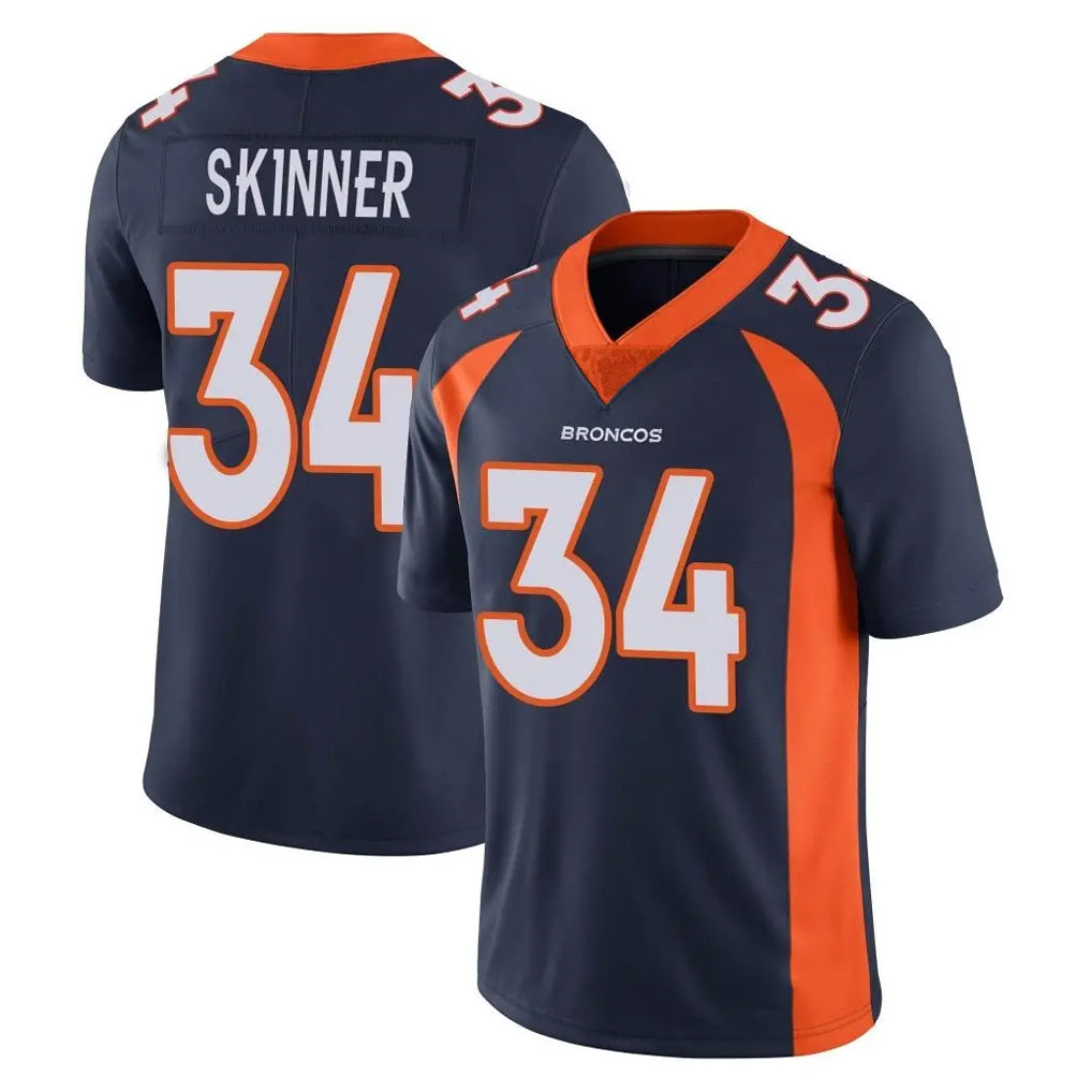 D.Broncos #34 JL Skinner Player Navy Vapor Untouchable Limited Game Odoa Stitched Jerseys