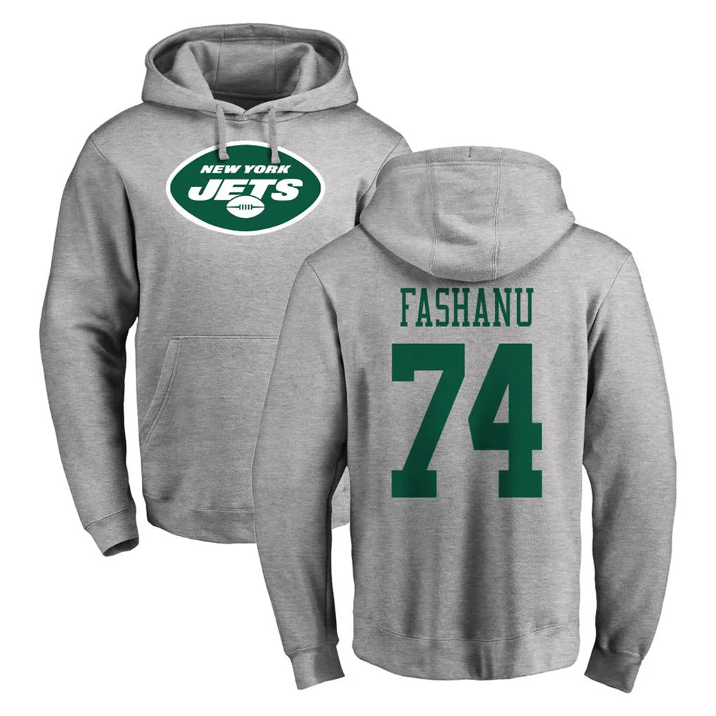 NY.Jets #74 Olu Fashanu Player Gray LOGO Pullover Hoodies Limited Game Odoa Stitched Jerseys