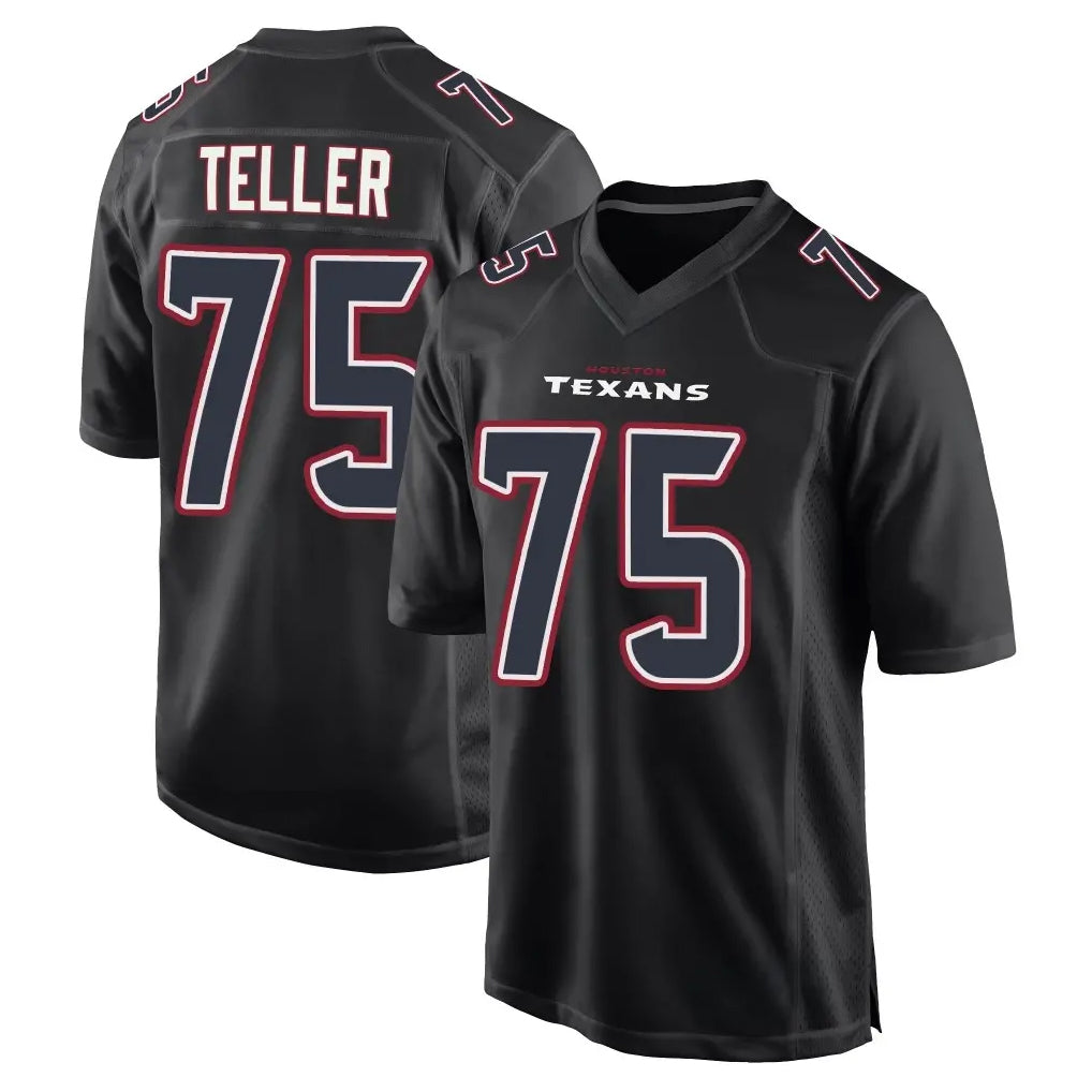 H.Texans #75 Wyatt Teller Player Black Fashion Home Game Odoa Stitched Jerseys
