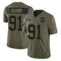 B.Bills #91 Ed Oliver Player Olive Salute To Service Limited Game Odoa Stitched Jerseys