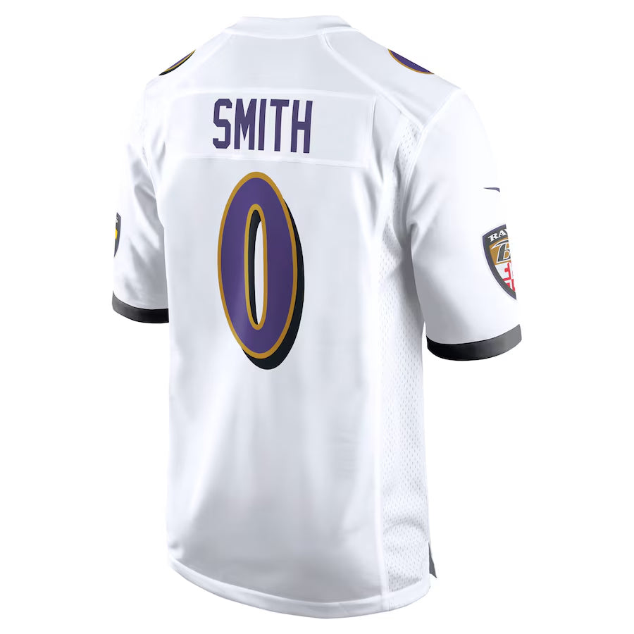 B.Ravens #0 Roquan Smith Player White Alternate Home Game Odoa Stitched Jerseys