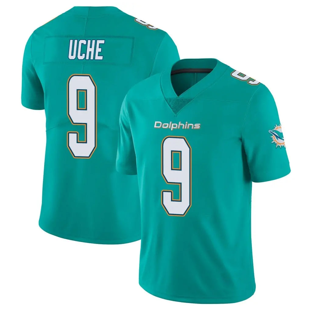 M.Dolphins #9 Joshua Uche Player Aqua Limited Vapor Untouchable Home Game Odoa Stitched Jerseys