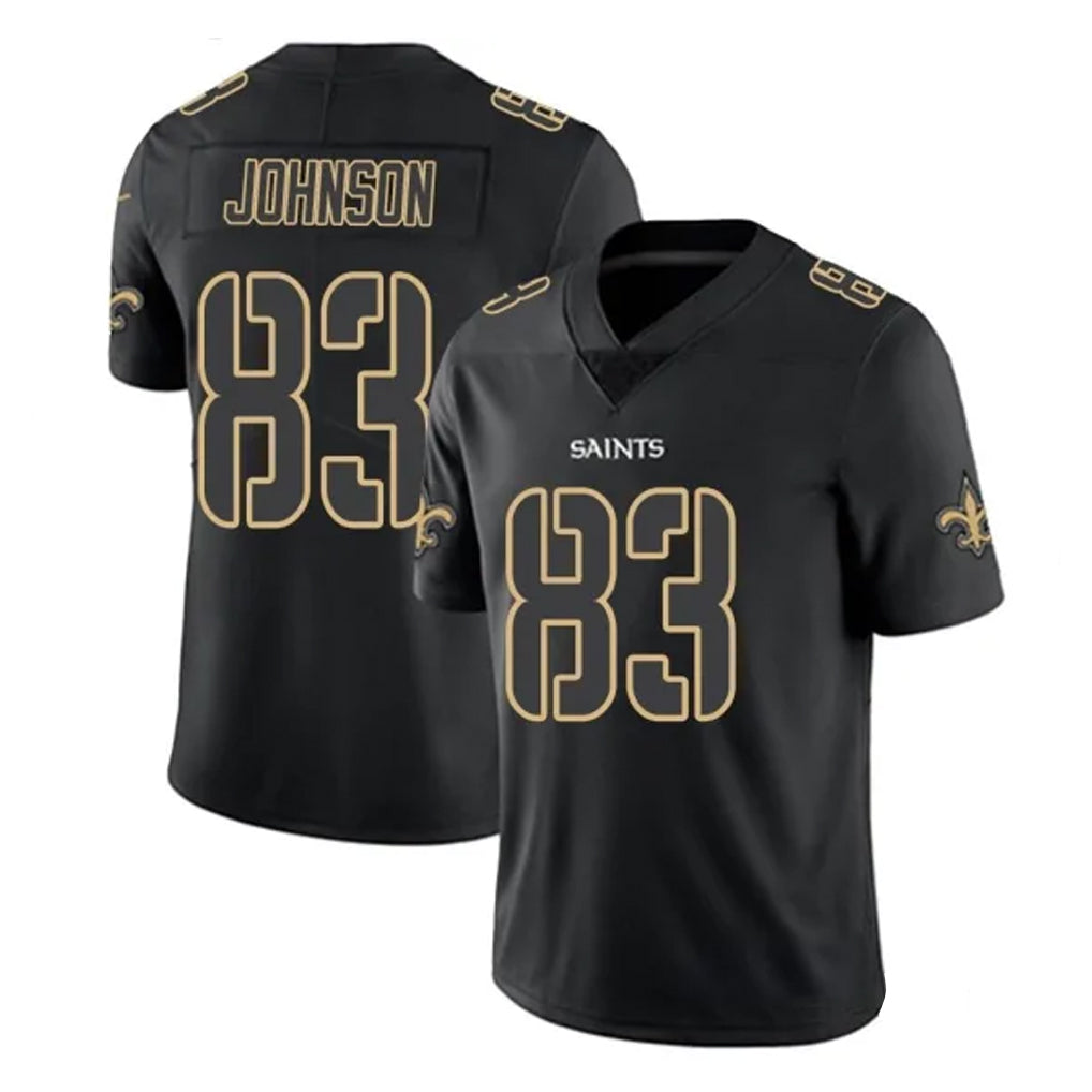 NO.Saints #83 Juwan Johnson Player Black Impact Limited Home Game Odoa Stitched Jerseys