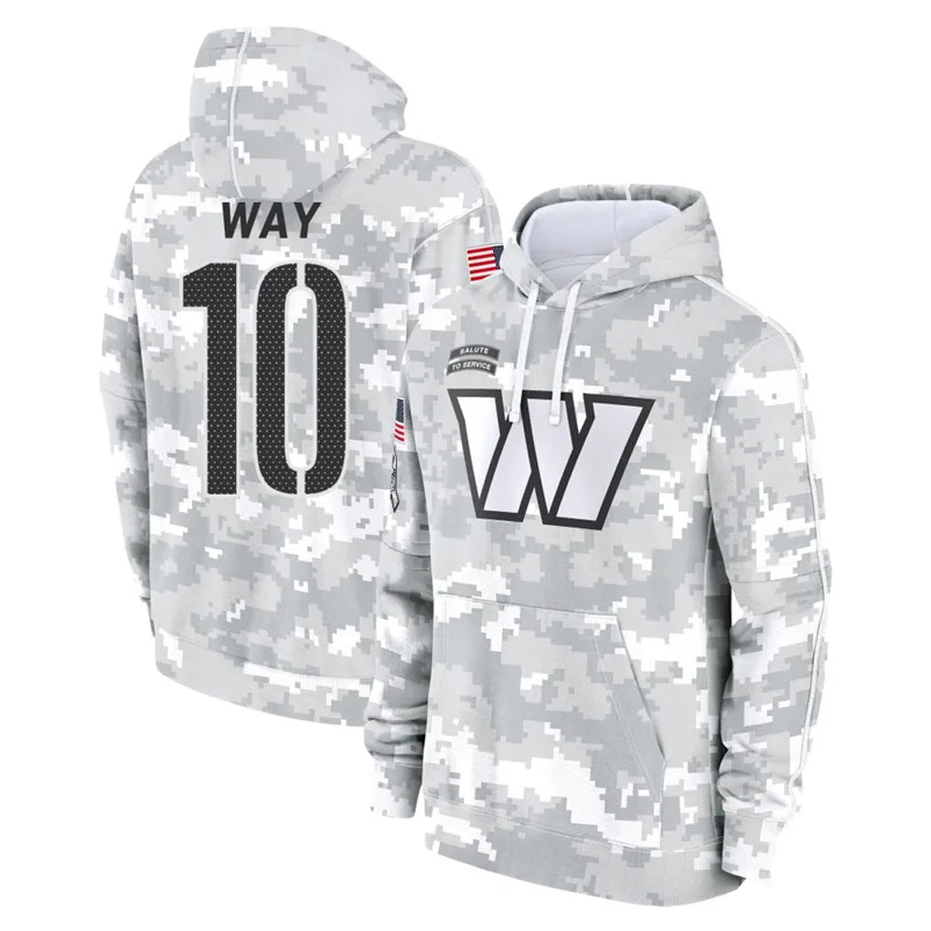 W.Commanders #10 Tress Way Player Arctic Camo Limited Salute to Service Pullover Hoodies Game Odoa Stitched Jerseys
