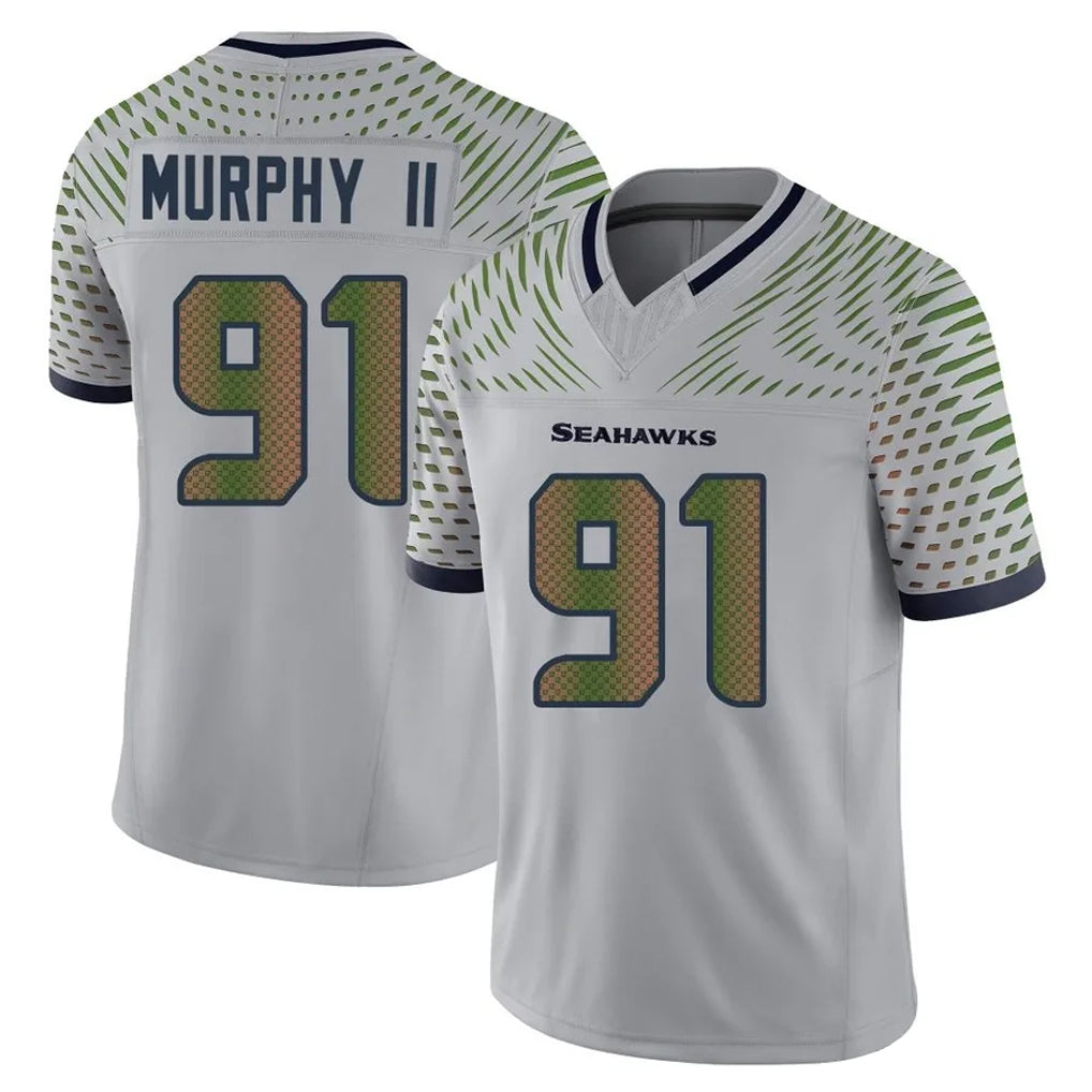 S.Seahawks #91 Byron Murphy II Player Grey Limited 2025 Rivalries Collection Home Game Odoa Stitched Jerseys