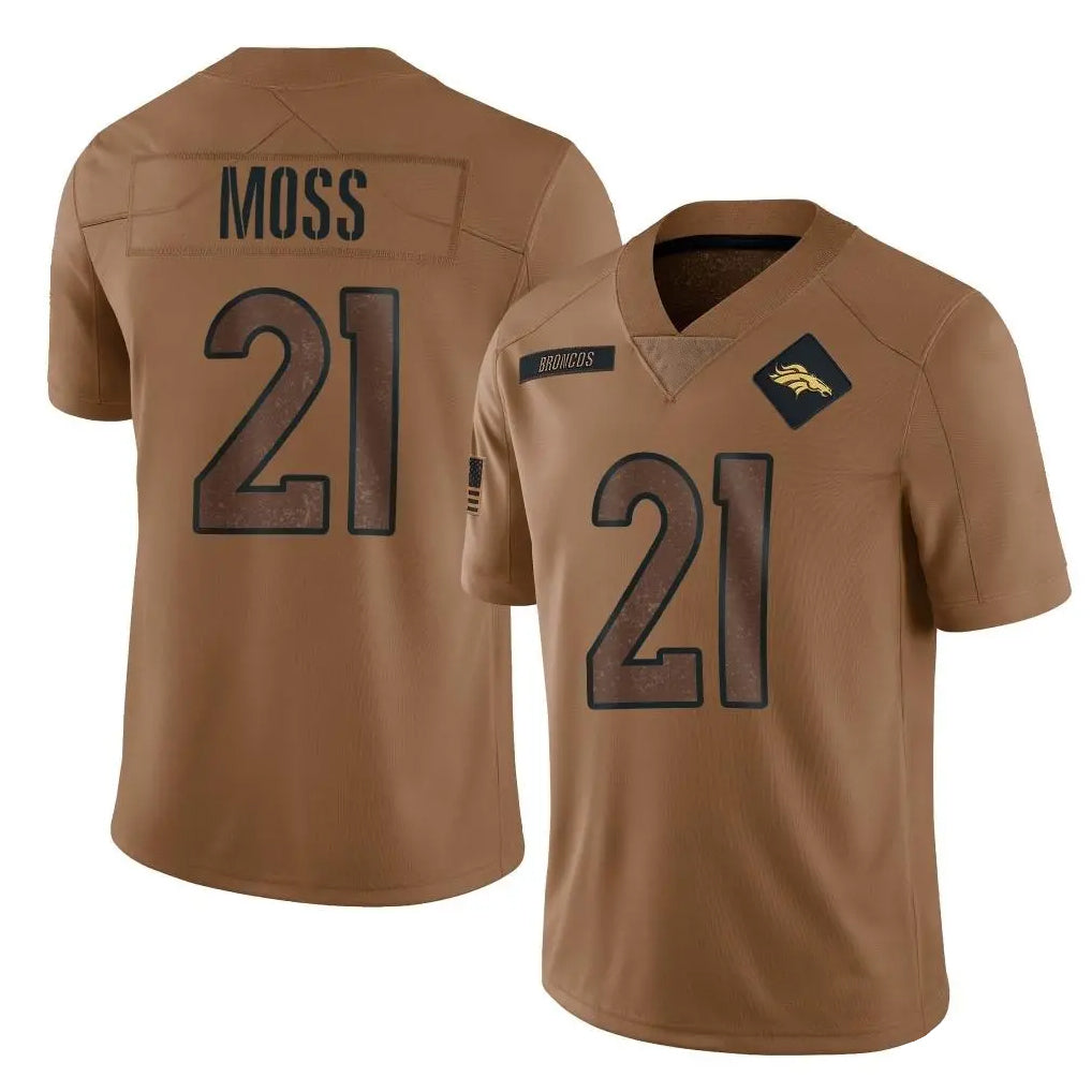 D.Broncos #21 Riley Moss Player Brown Salute To Service Limited Odoa Stitched Jerseys