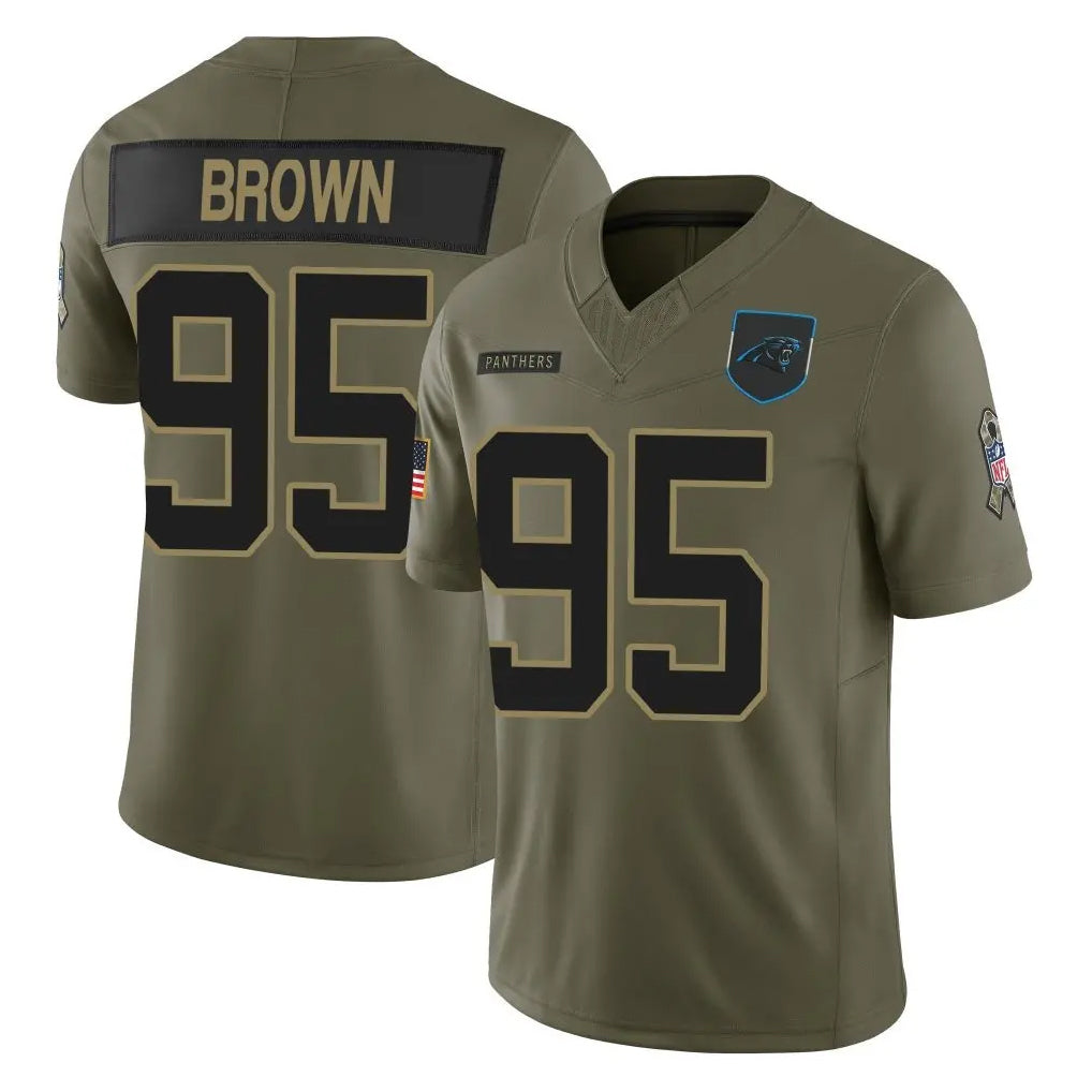 C.Panthers #95 Derrick Brown Player Olive 2025 Salute to Service Limited Game Odoa Stitched Jerseys