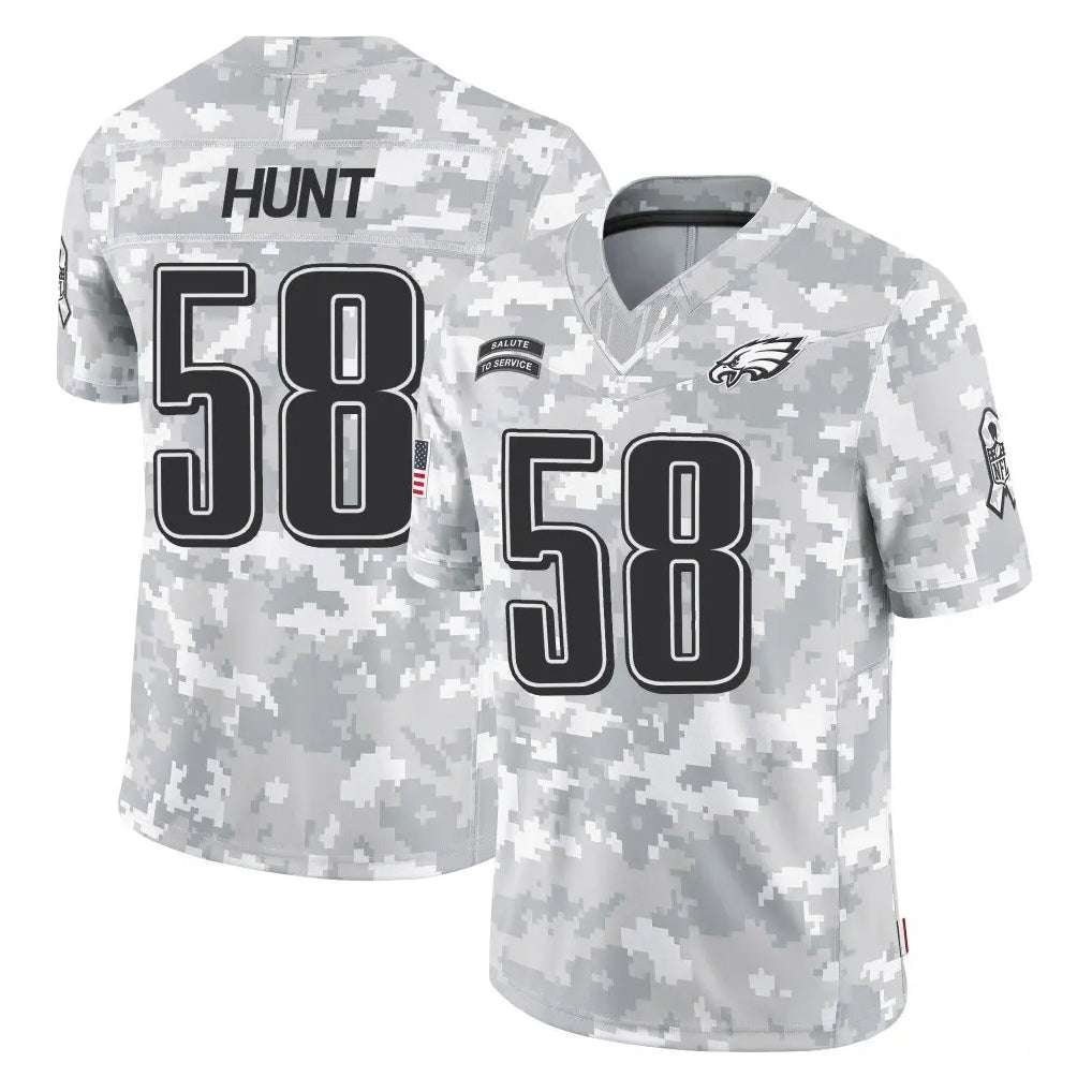P.Eagles #58 Jalyx Hunt Player Arctic Camo Salute to Service Limited Game Odoa Stitched Jerseys